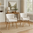 Willy Side Chair Set of 2-White Boucle-Soft Padding-Brown Wood Legs