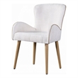 Willy Side Chair Set of 2-White Boucle-Soft Padding-Brown Wood Legs