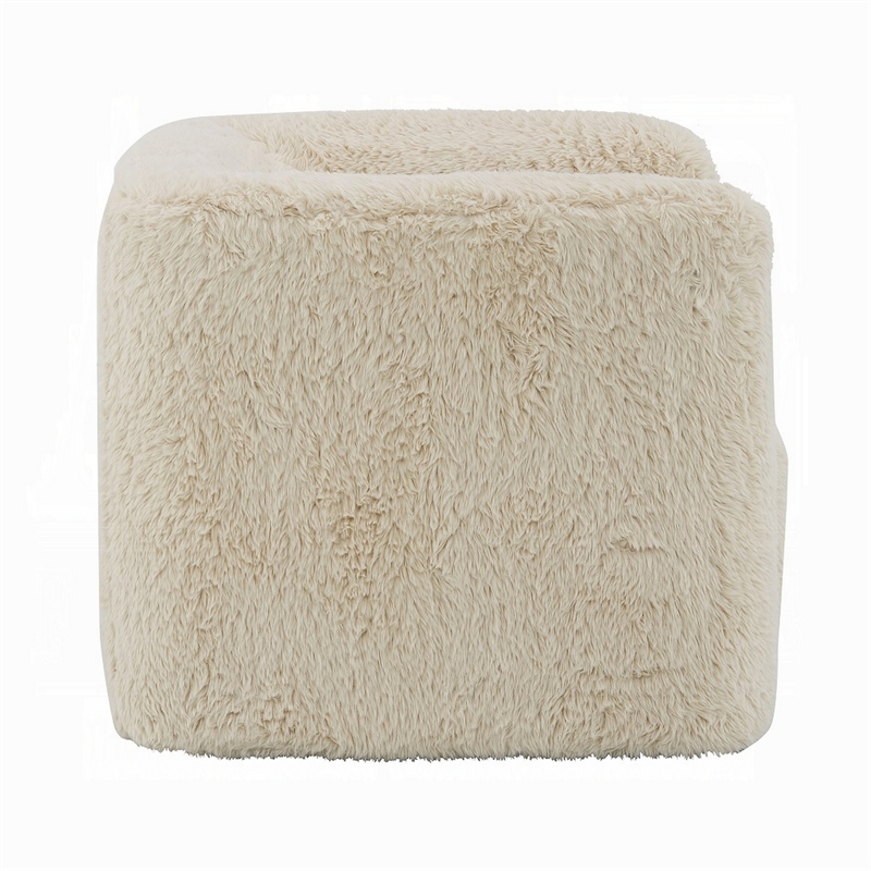 Savoir Swivel Accent Chair-Modern Soft Furry Beige Fabric-Round Arms