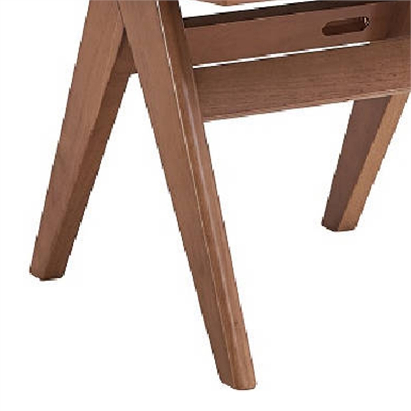 Tina 22 Inch Side Dining Chair Set of 2-Woven Rattan-Natural Brown Wood
