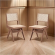 Tina 22 Inch Side Dining Chair Set of 2-Woven Rattan-Natural Brown Wood