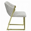 Side Dining Chair-Gold Stainless Steel-Gray Soft Teddy Sherpa