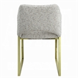 Side Dining Chair-Gold Stainless Steel-Gray Soft Teddy Sherpa