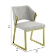 Side Dining Chair-Gold Stainless Steel-Gray Soft Teddy Sherpa