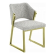 Side Dining Chair-Gold Stainless Steel-Gray Soft Teddy Sherpa