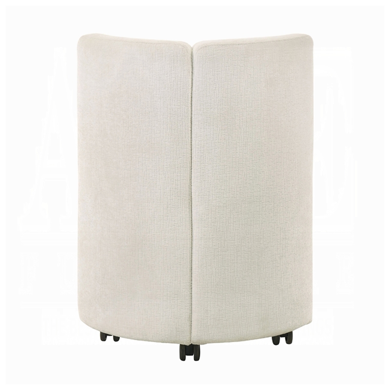 Yodo Dining Side Chair Set of 2-Rolling Caster Wheels-White Chenille
