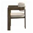 Diny Dining Armchair-Gray Polished Microfiber-Walnut Brown Wood