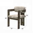 Diny Dining Armchair-Gray Polished Microfiber-Walnut Brown Wood