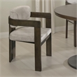 Diny Dining Armchair-Gray Polished Microfiber-Walnut Brown Wood