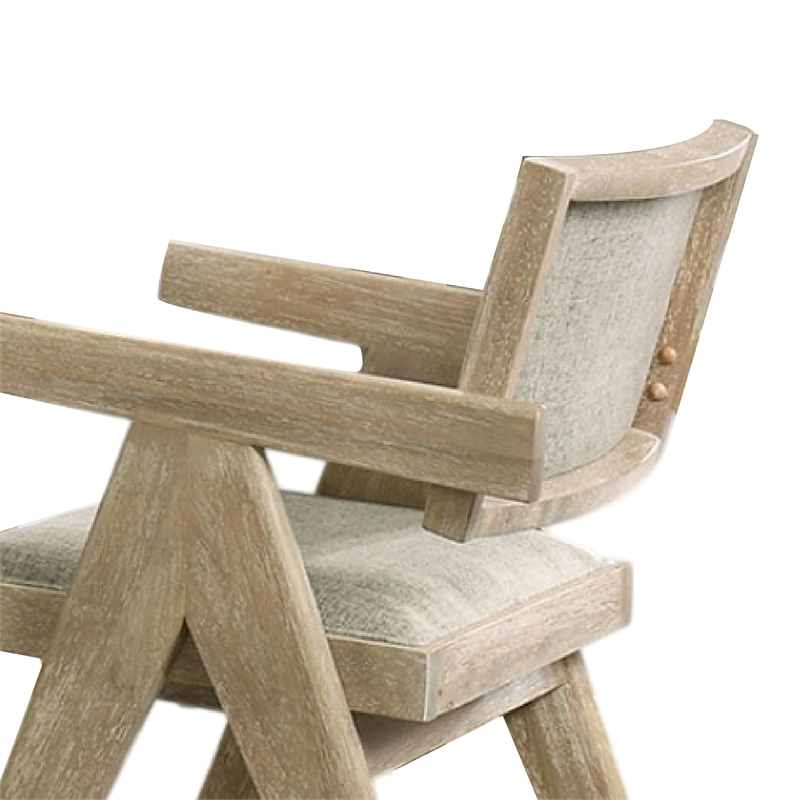 Gexy Dining Side Chair Set of 2-Brown Oak Veneer-Gray Polyester Seat