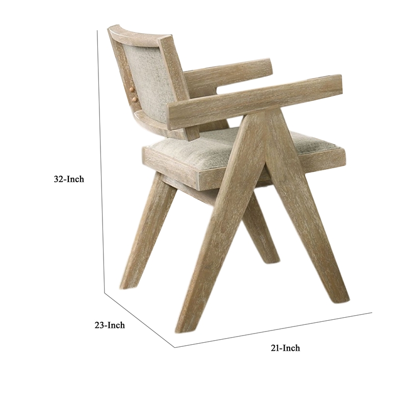 Gexy Dining Side Chair Set of 2-Brown Oak Veneer-Gray Polyester Seat