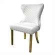 Anova Dining Side Chair Set of 2-Diamond Pattern White Seat-Gold Leg