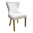 Anova Dining Side Chair Set of 2-Diamond Pattern White Seat-Gold Leg