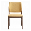 Nory Dining Side Chair Set of 2-Yellow Linen Cushioned-Walnut Brown