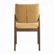Nory Dining Side Chair Set of 2-Yellow Linen Cushioned-Walnut Brown