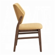 Nory Dining Side Chair Set of 2-Yellow Linen Cushioned-Walnut Brown