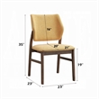Nory Dining Side Chair Set of 2-Yellow Linen Cushioned-Walnut Brown