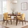 Nory Dining Side Chair Set of 2-Yellow Linen Cushioned-Walnut Brown