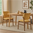 Nory Dining Side Chair Set of 2-Yellow Linen Cushioned-Walnut Brown