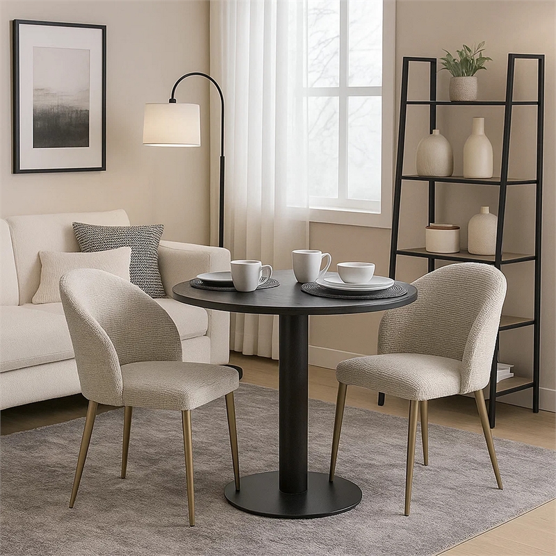 Geru Dining Side Chair Set of 2-Plush Padded Curved Back-Light Gray