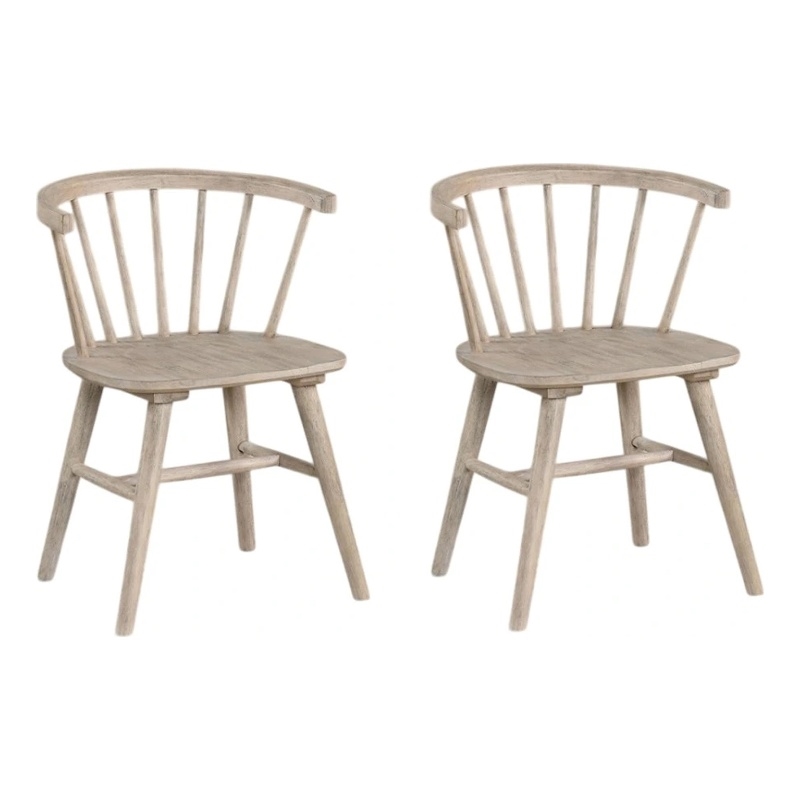 Yely Dining Chair Set of 2-Spindle Back and Shaker Legs-Black Wood