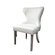 Anova Side Dining Chair Set of 2-Rivet Trim-Silver Stainless Steel-White Fabric