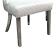 Anova Side Dining Chair Set of 2-Rivet Trim-Silver Stainless Steel-White Fabric