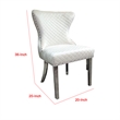 Anova Side Dining Chair Set of 2-Rivet Trim-Silver Stainless Steel-White Fabric