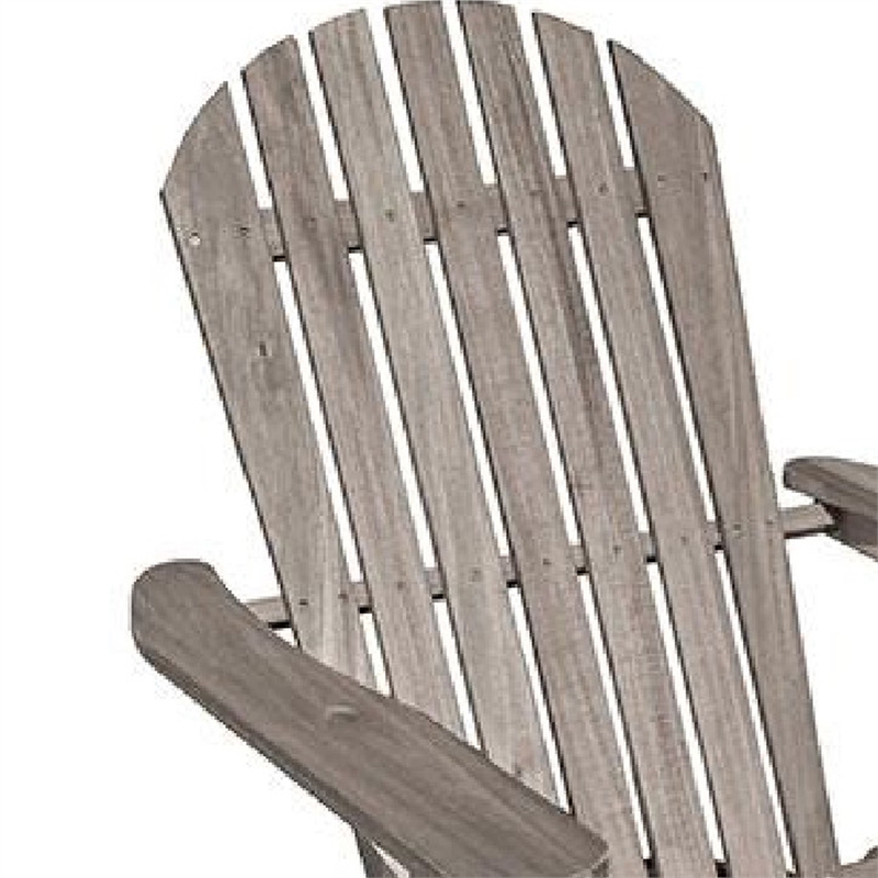 Geli Outdoor Adirondack Chair-Slatted Back-Gray Eucalyptus Wood