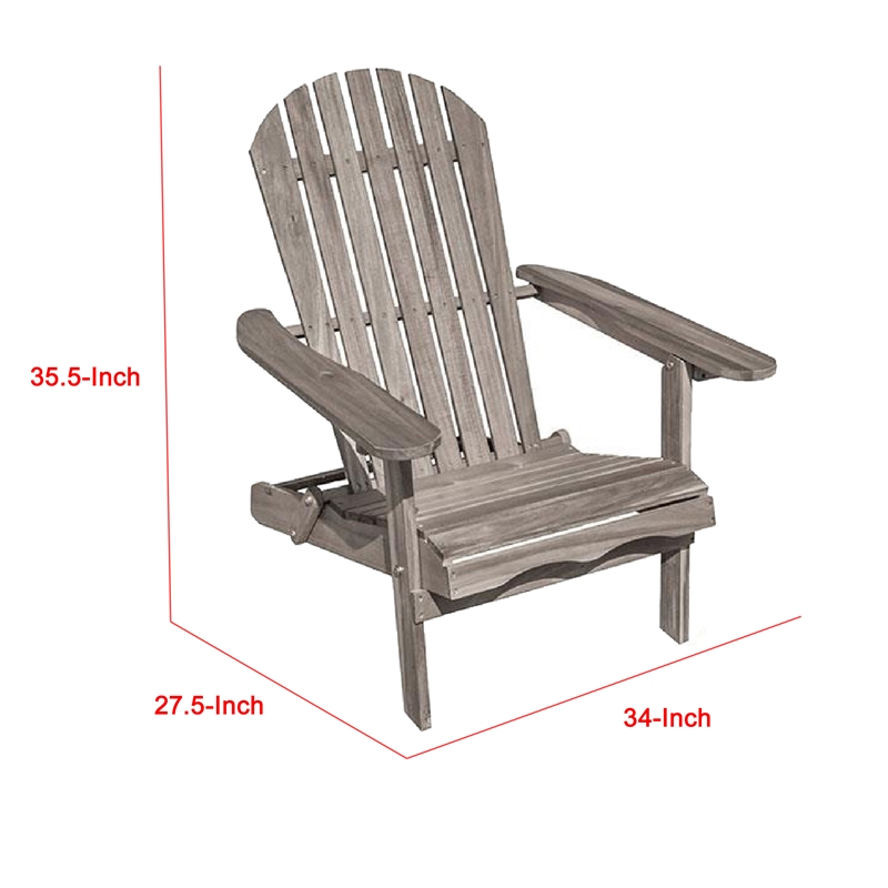 Geli Outdoor Adirondack Chair-Slatted Back-Gray Eucalyptus Wood