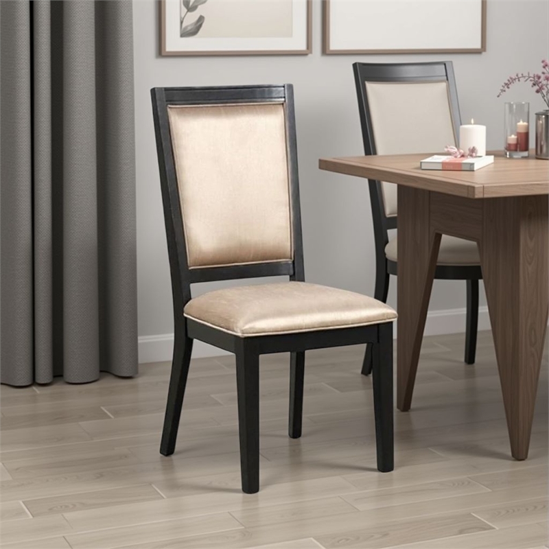 Yada Side Dining Chair Set of 2-Slatted Back-Espresso Brown