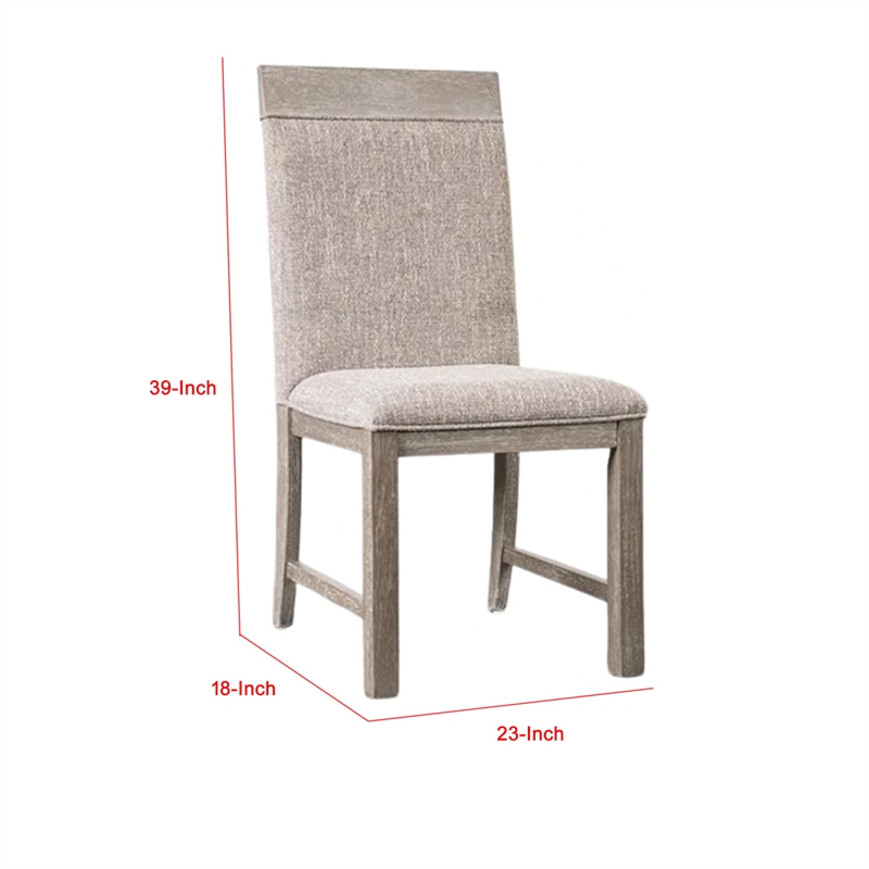 Gris Side Dining Chair-Gray Solid Wood-Fabric Padded Seat