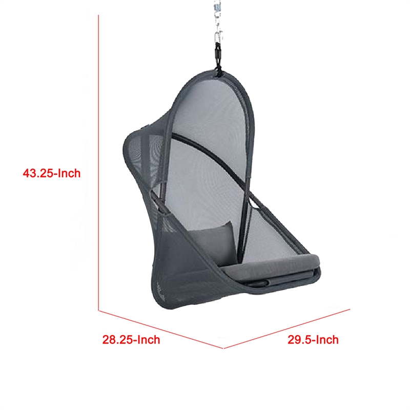 Cery Outdoor Hanging Swing Chair-Cushioned Dark Gray Mesh