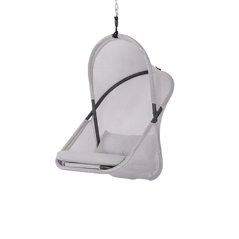 Cery Outdoor Hanging Swing Chair-Cushioned Light Gray Mesh