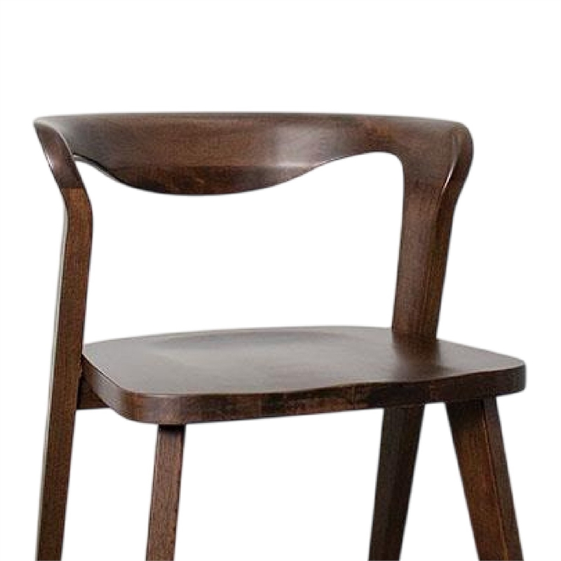 Rumy Dining Side Chair Set of 2-Open Back-Walnut Brown Solid Wood