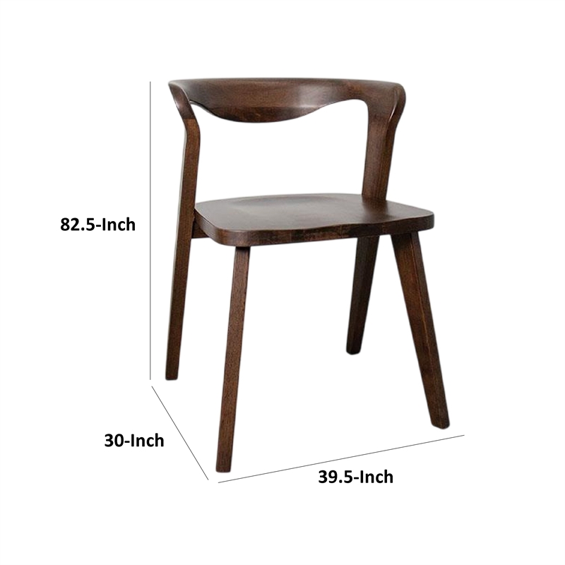 Rumy Dining Side Chair Set of 2-Open Back-Walnut Brown Solid Wood