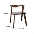 Rumy Dining Side Chair Set of 2-Open Back-Walnut Brown Solid Wood
