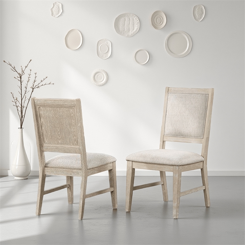 Rozie Dining Side Chair Set of 2-Tapered Legs-Light Oak Poplar Wood