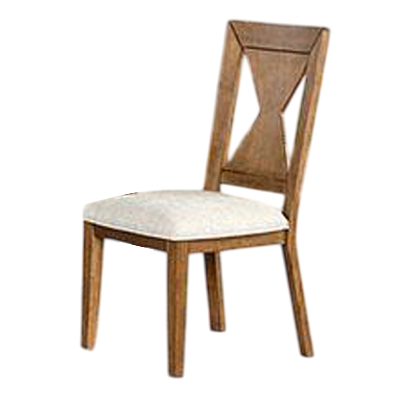 Zivy Dining Side Chair Set of 2-Hourglass Back-Rustic Oak Brown Wood