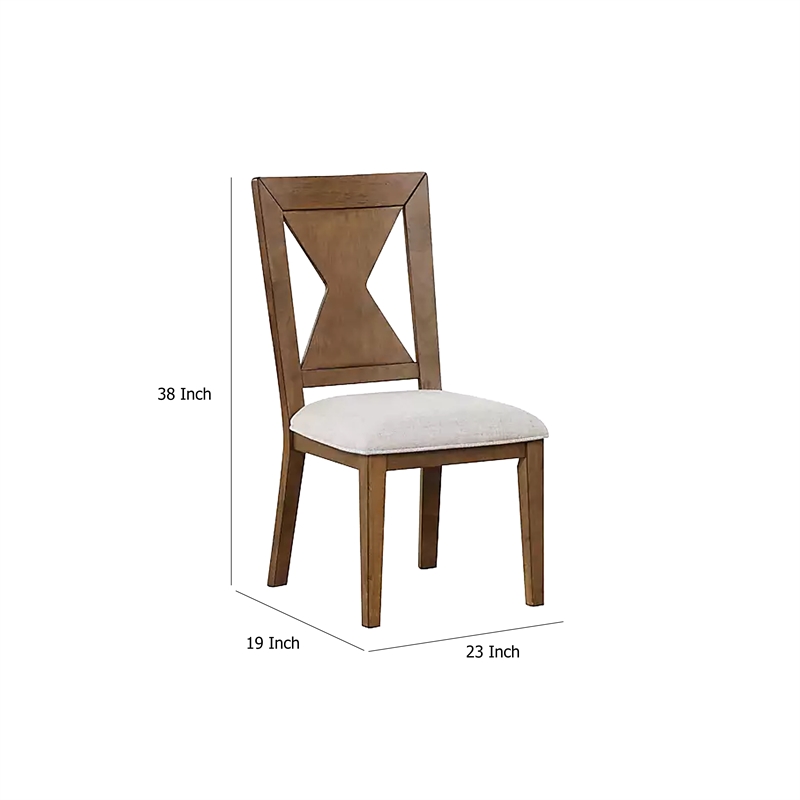 Zivy Dining Side Chair Set of 2-Hourglass Back-Rustic Oak Brown Wood