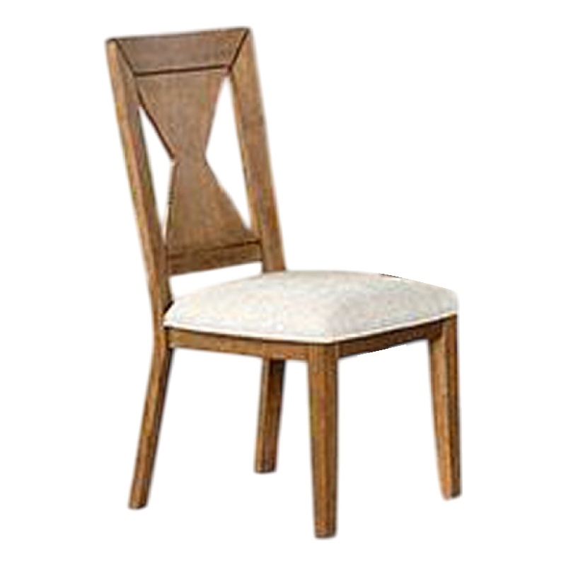 Zivy Dining Side Chair Set of 2-Hourglass Back-Rustic Oak Brown Wood