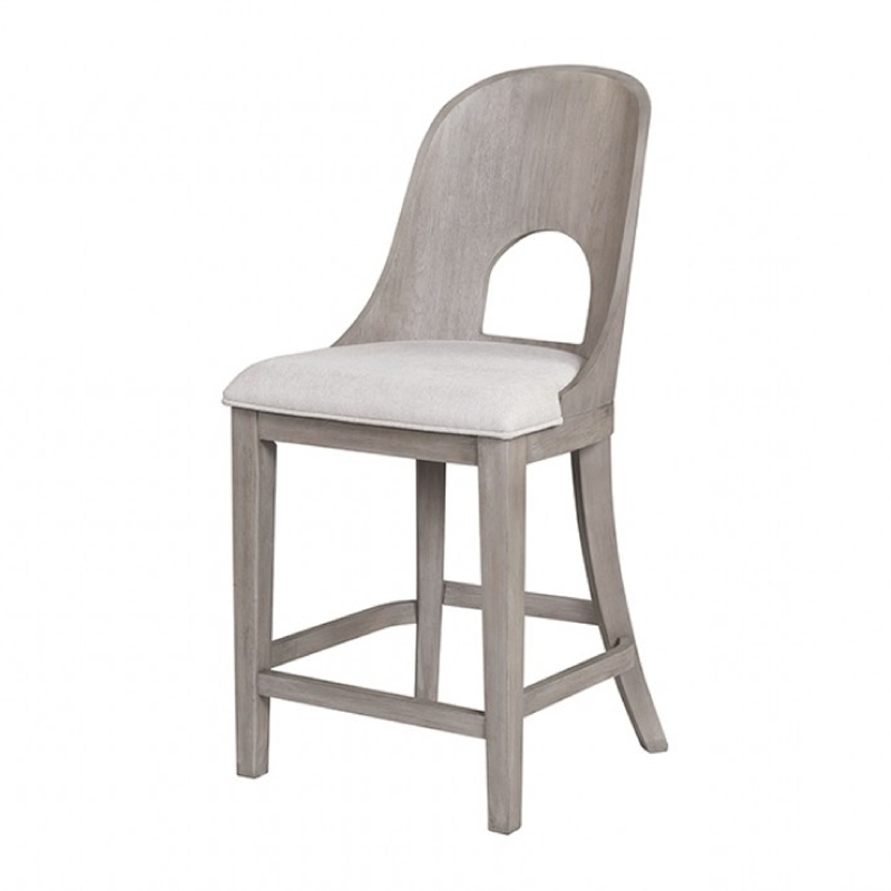 Zoko Counter Height Chair Set of 2-Curved Cut Out Back-White Wash