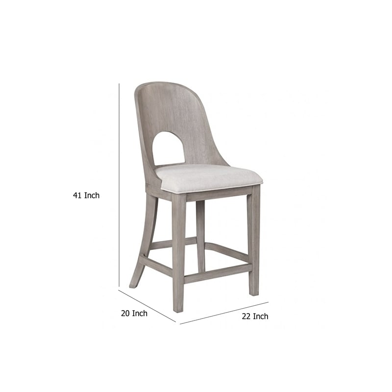 Zoko Counter Height Chair Set of 2-Curved Cut Out Back-White Wash