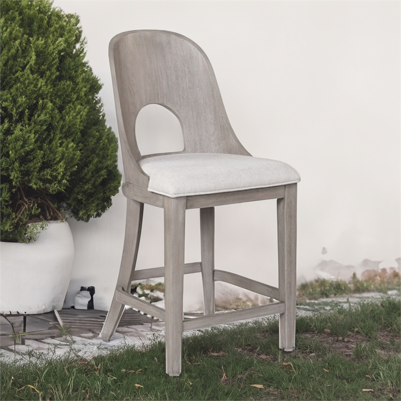 Zoko Counter Height Chair Set of 2-Curved Cut Out Back-White Wash