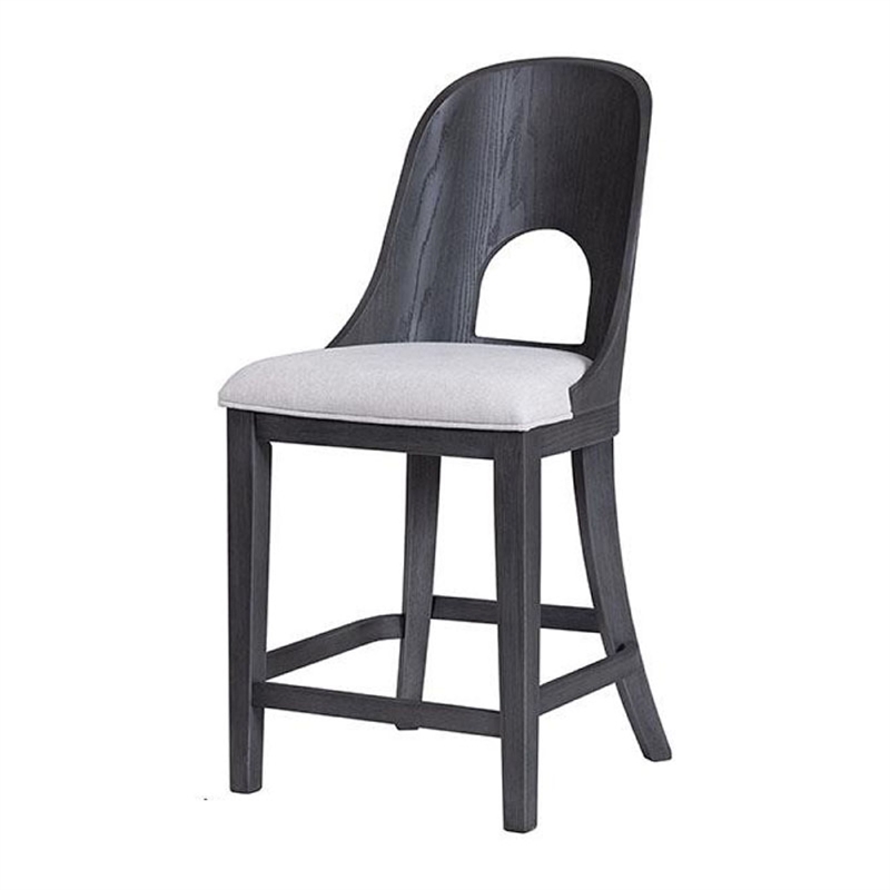Zoko Counter Height Chair Set of 2-Curved Cut Out Back-Ash Gray Wood