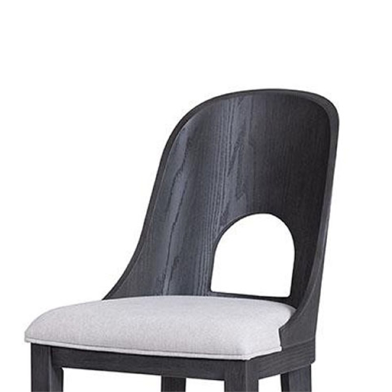 Zoko Counter Height Chair Set of 2-Curved Cut Out Back-Ash Gray Wood