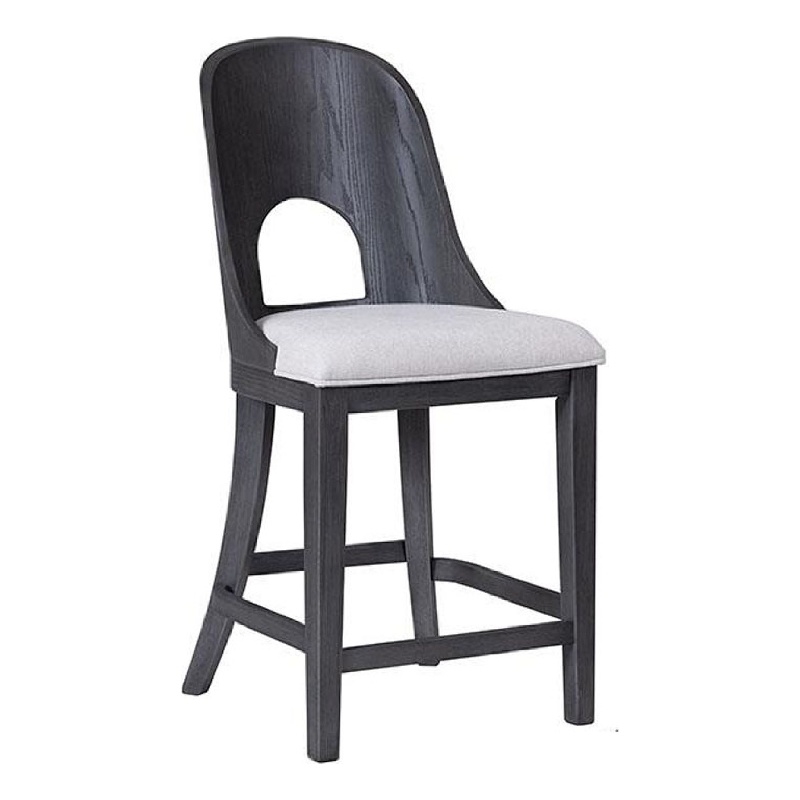 Zoko Counter Height Chair Set of 2-Curved Cut Out Back-Ash Gray Wood