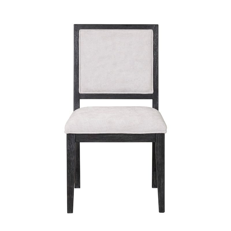 Kizie Dining Side Chair Set of 2-Farmhouse Panel Design-Black Wood