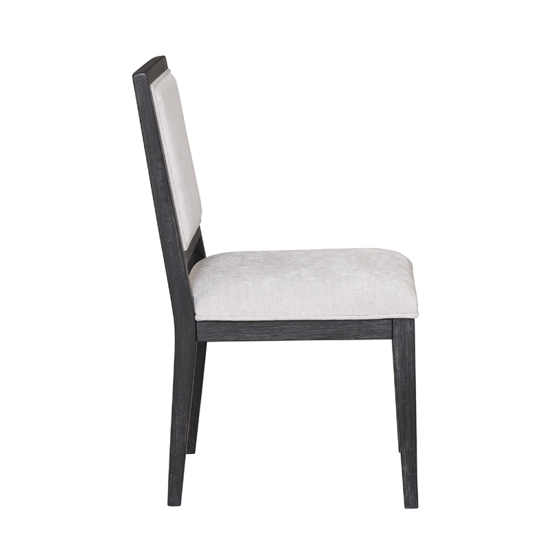 Kizie Dining Side Chair Set of 2-Farmhouse Panel Design-Black Wood