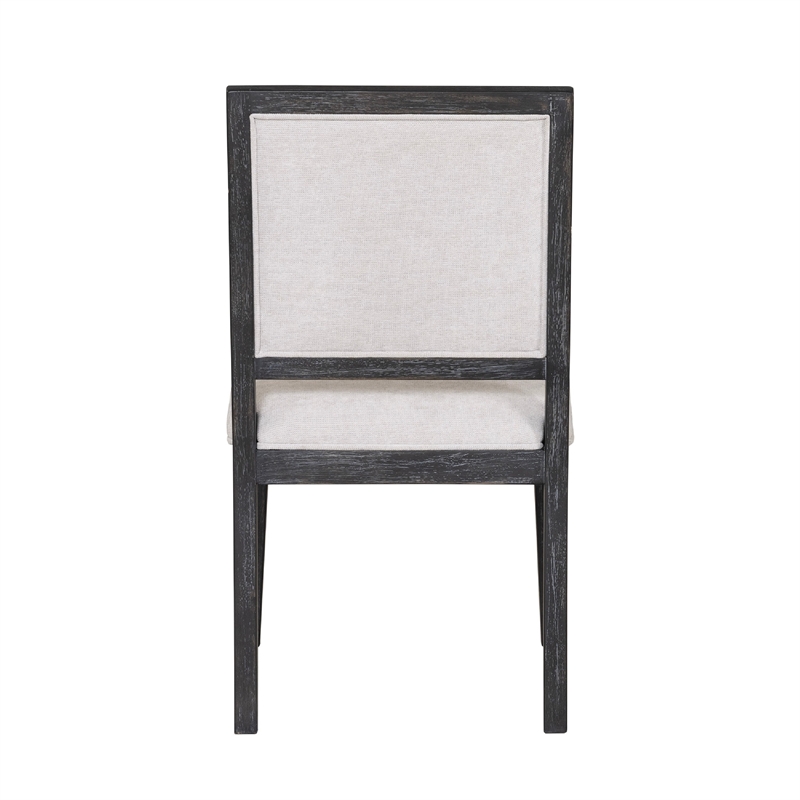 Kizie Dining Side Chair Set of 2-Farmhouse Panel Design-Black Wood